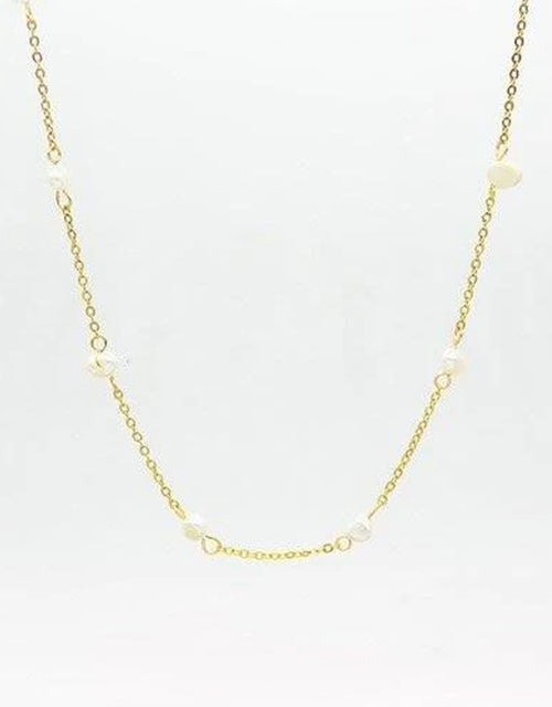 Stainless Steel Freshwater Pearl Necklace - Gold