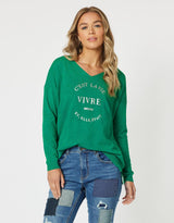 Threadz - Cest La Vie Knit - Ivy - White & Co Living Knitwear