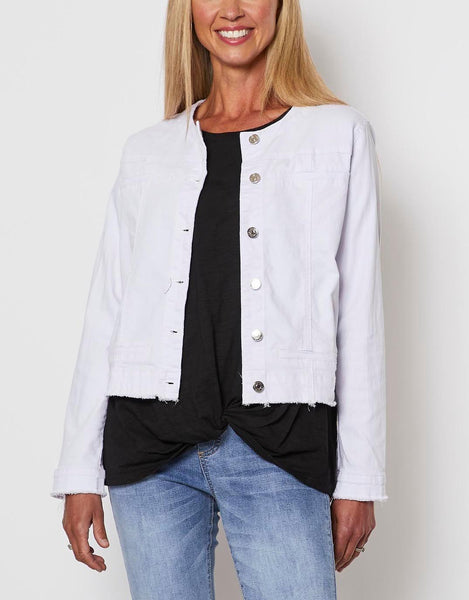 Buy KEDERA Women's Collarless Denim Jackets Three Quarter Sleeve Stretch  Short Jeans Coat (Blue, XXL) at Amazon.in