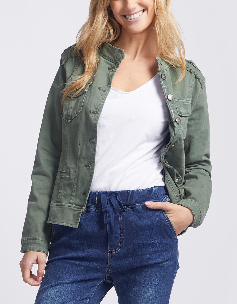 classic stretch denim jacket summer layer the revival usa online boutique –  The Revival