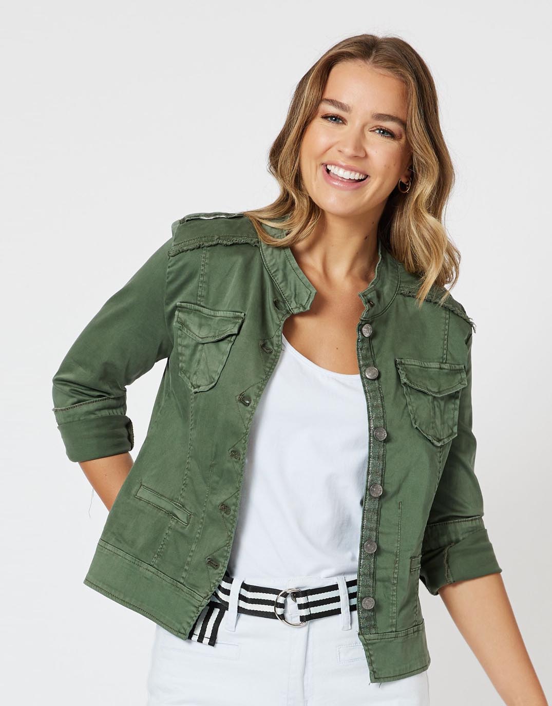 Womens army green outlet denim jacket