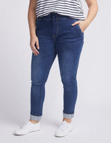 Stripe Cuffed Jogger - Denim - White & Co Living
