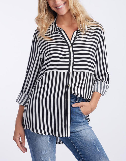 Threadz - Tina Stripe Shirt - Black/White - paulaglazebrook Tops
