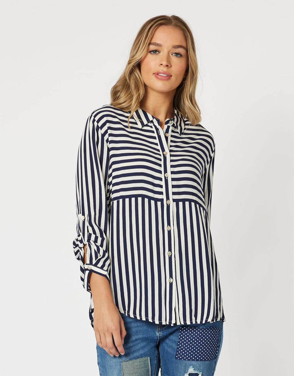 threadz-tina-stripe-shirt-navy-white-womens-clothing