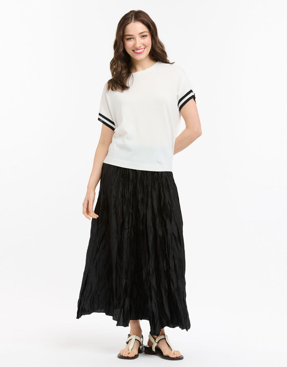 urban-luxury-knit-top-stripe-cuff-white-womens-clothing