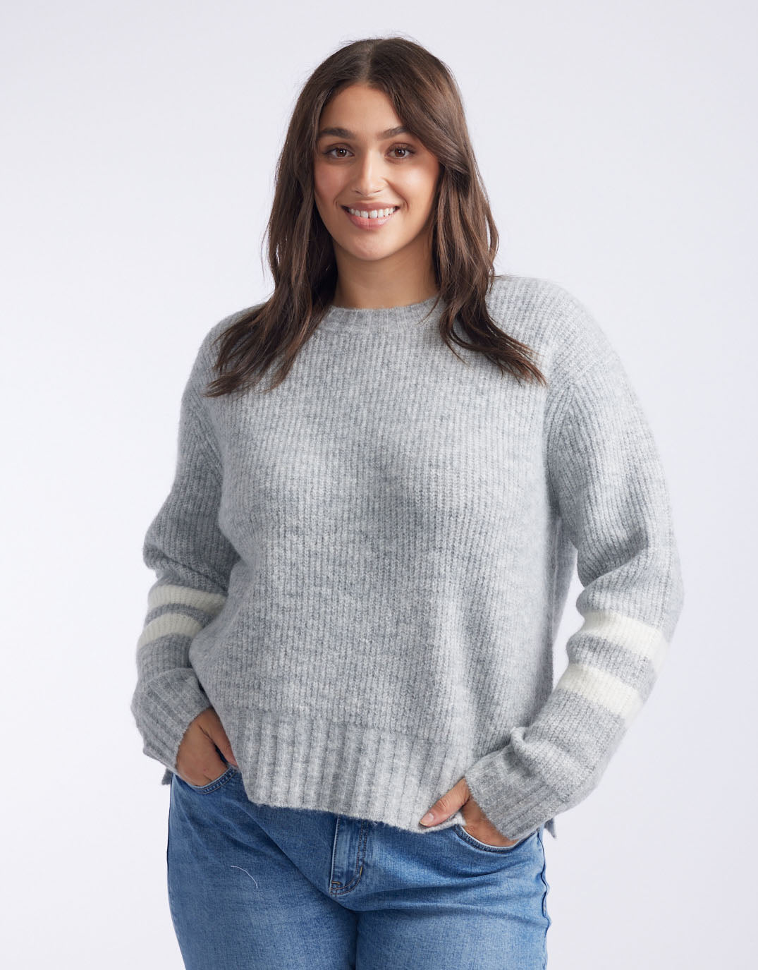 Alaska Crew Knit Jumper - Grey Marle