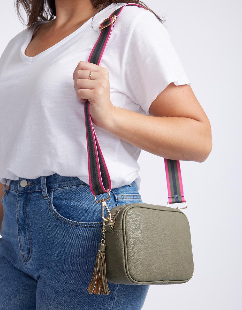paulaglazebrook. - Bag Strap - Khaki/Hot Pink Stripe - paulaglazebrook Accessories