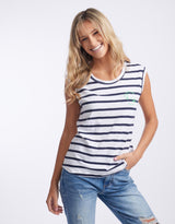 White & Co. - Beach Club Cali Tank - Stripe - White & Co Living Tees & Tanks