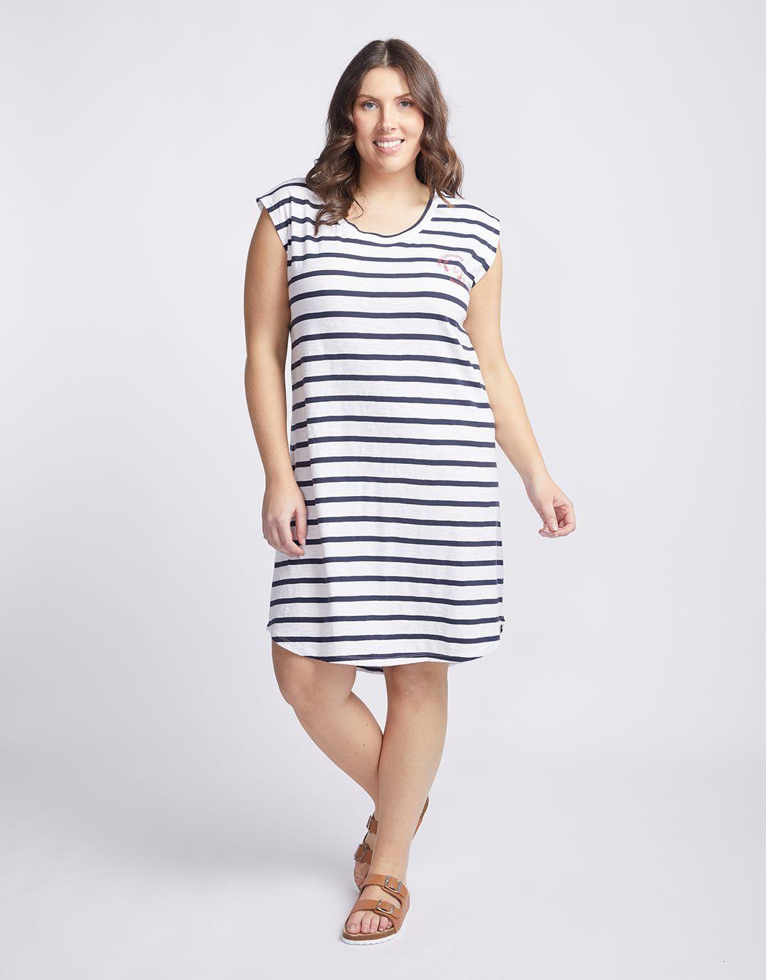 White & Co. - Beach Club Dress - White/Navy Stripe - White & Co Living Dresses