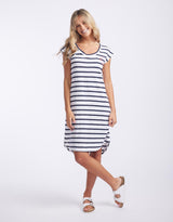 White & Co. - Beach Club Dress - White/Navy Stripe - White & Co Living Dresses