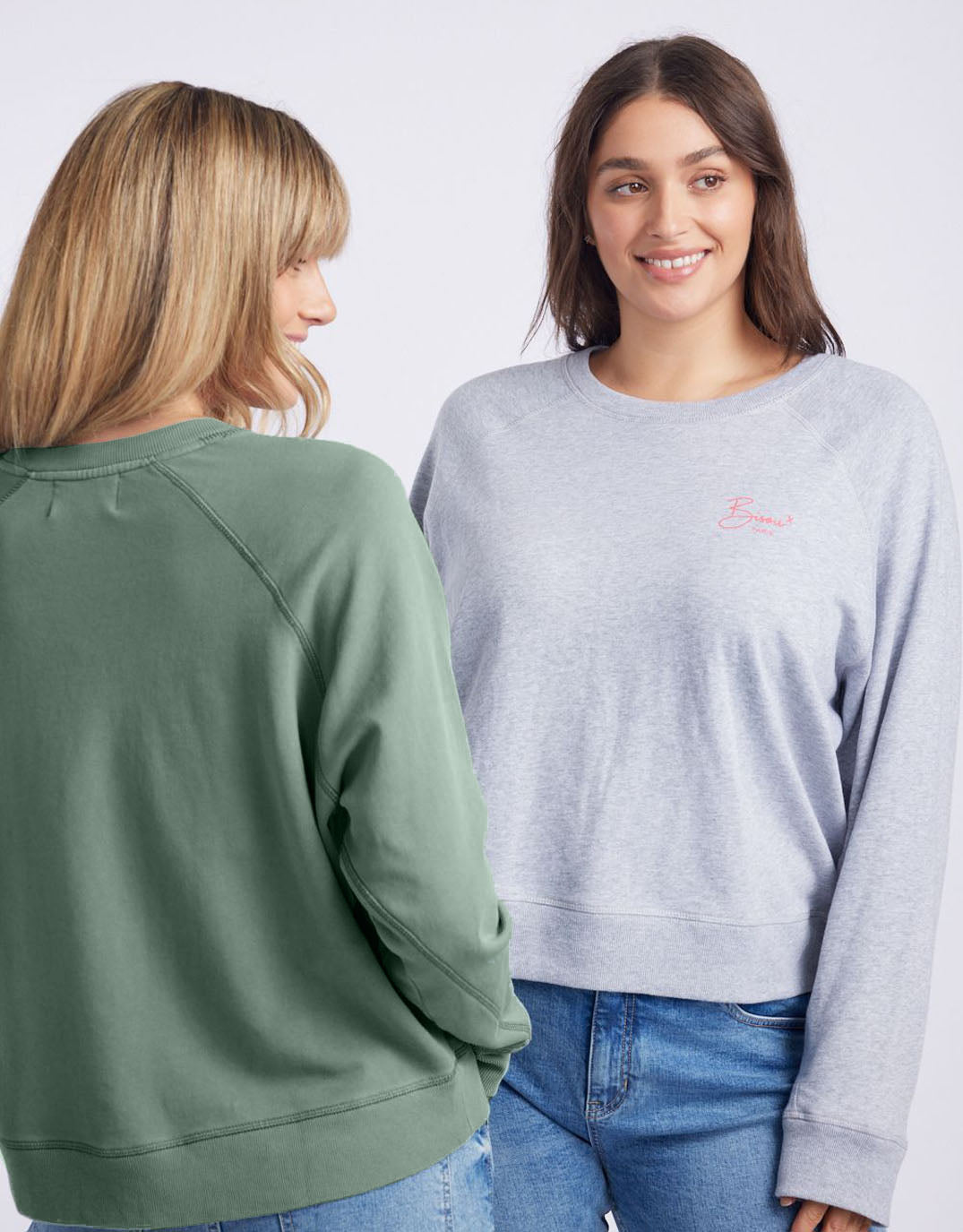 Bisou Paris Sweat - Washed Sage/Pink