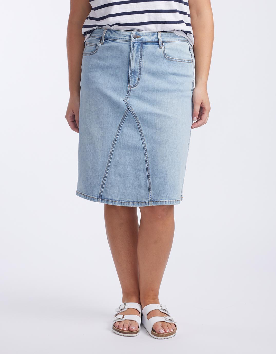 White denim skirts outlet knee length