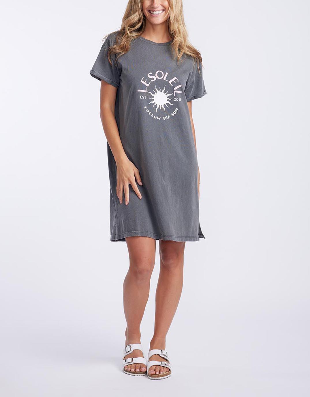 paulaglazebrook. - Le Soleil Boyfriend Tee Dress - Charcoal - paulaglazebrook Dresses