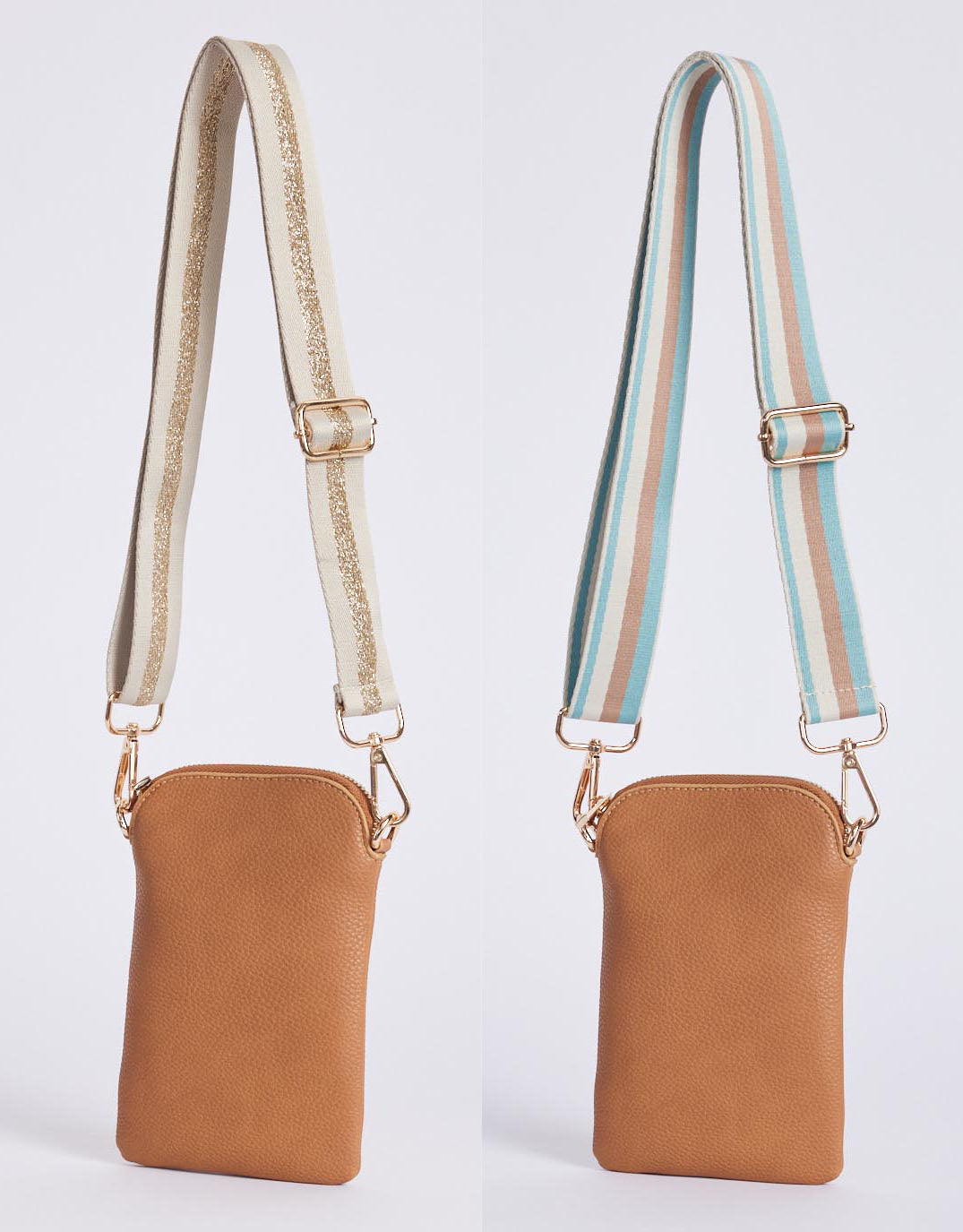 On The Go Bag - Tan/Blue Tan Stripe