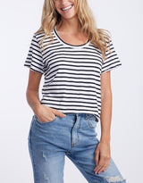 White & Co. - Original Round Neck T-Shirt - Black/White Stripe - White & Co Living Tees & Tanks