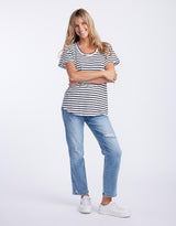 White & Co. - Original Round Neck T-Shirt - Black/White Stripe - White & Co Living Tees & Tanks