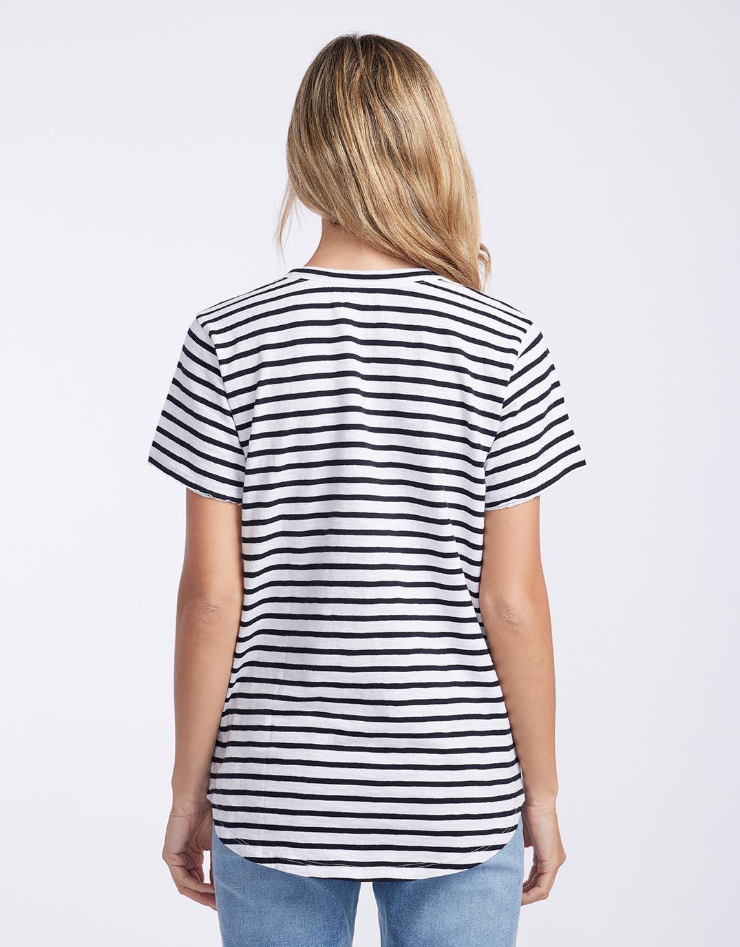 White & Co. - Original Round Neck T-Shirt - Black/White Stripe - White & Co Living Tees & Tanks