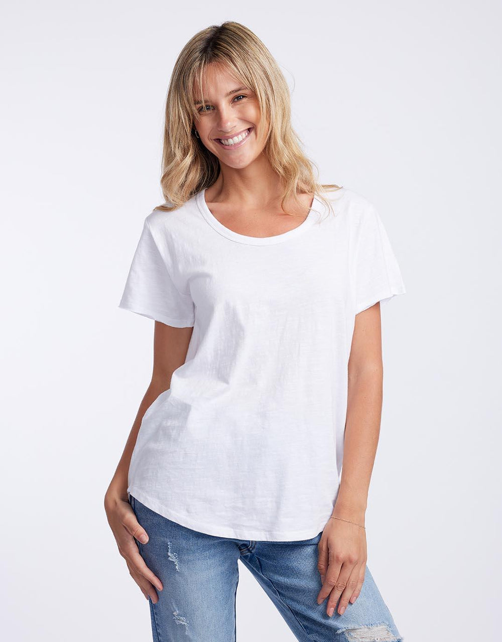 White colour round 2025 neck t shirt