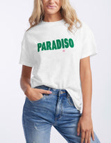 White & Co. - Paradiso Boyfriend Tee - White/Green - White & Co Living Tees & Tanks