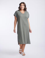 White & Co. - St. Lucia T-Shirt Dress - Khaki - White & Co Living Dresses