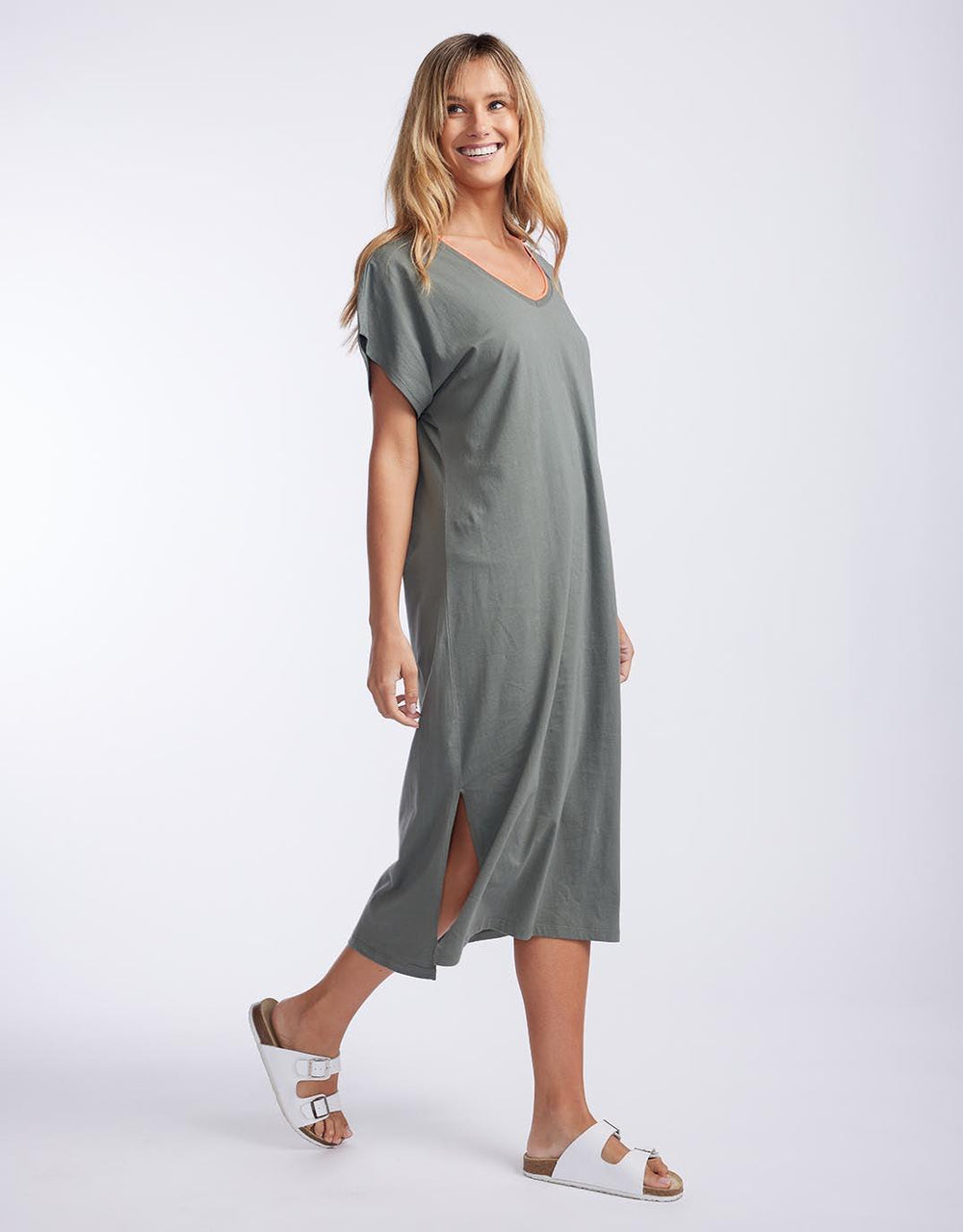 White & Co. - St. Lucia T-Shirt Dress - Khaki - White & Co Living Dresses