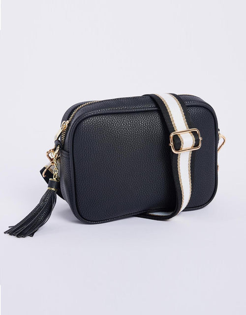 White & Co. - Zoe Crossbody Bag - Black/Black White Lurex Stripe - White & Co Living Accessories