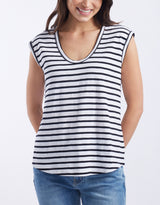 Cali Scoop Tank - White/Black Stripe