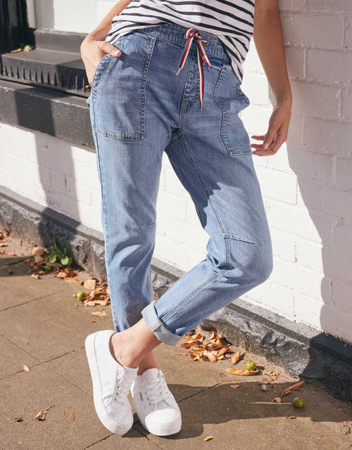 Women s Denim Joggers White Co Living