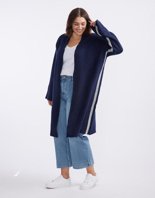 Chalet Longline Cardigan - French Navy/Grey