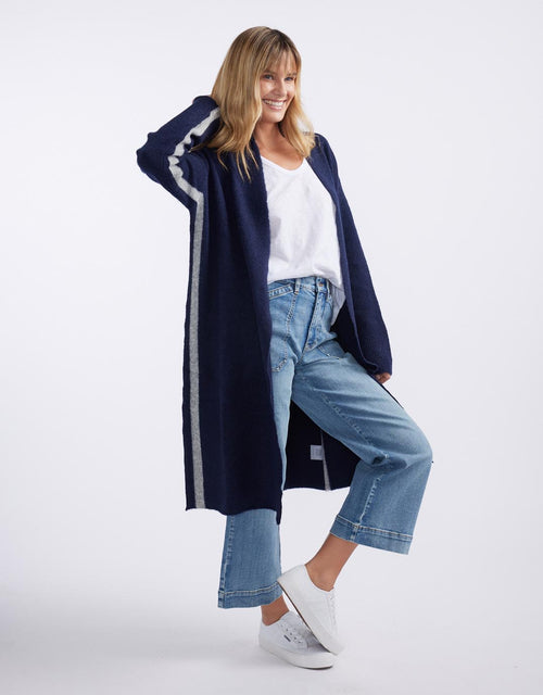 Chalet Longline Cardigan - French Navy/Grey