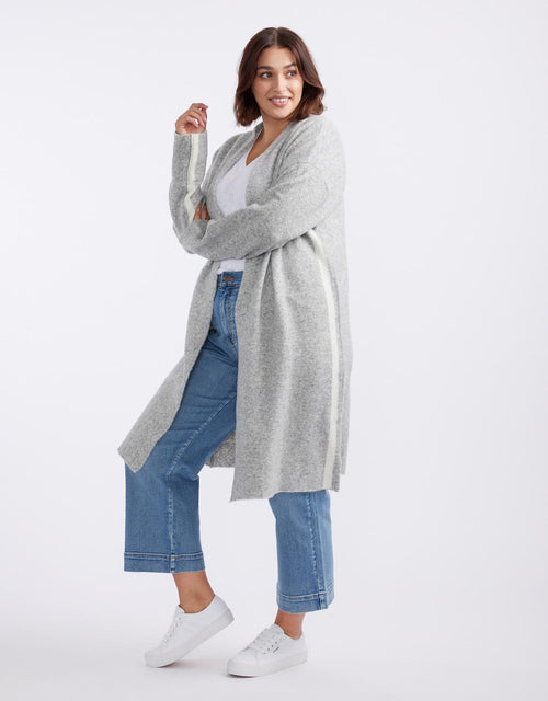 Chalet Longline Cardigan - Grey Marle/White