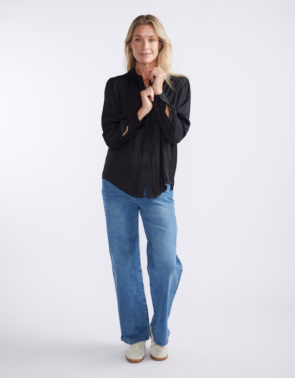 Charlize Drape Shirt - Black