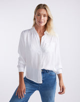 Charlize Drape Shirt - White