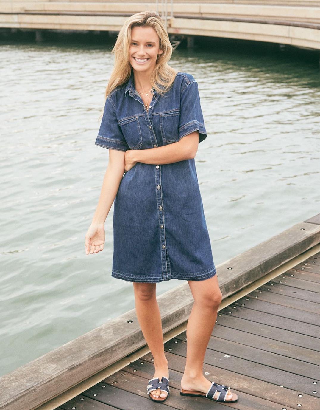 Buy Claudia Denim Dress - Dark Wash White & Co. for Sale Online United States | White & Co. Buy Claudia Denim Dress - Dark Wash White & Co. for Sale Online United States | White & Co.