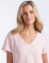 Gelati Stripe Vee Neck Tee - Ice Pink Stripe