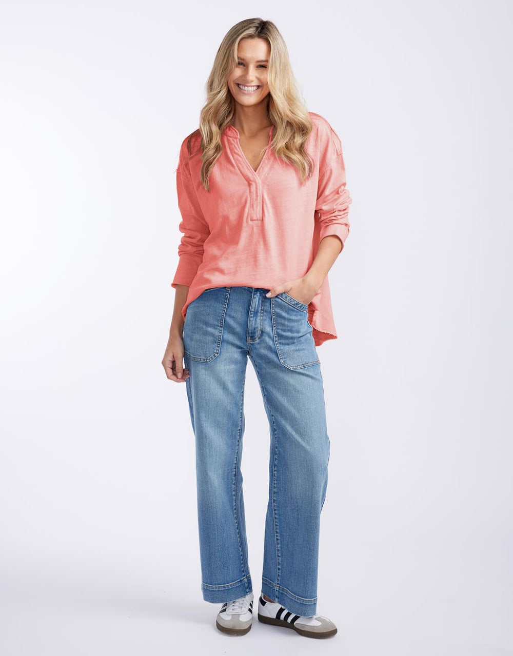 Henley Sunset Top - Melon