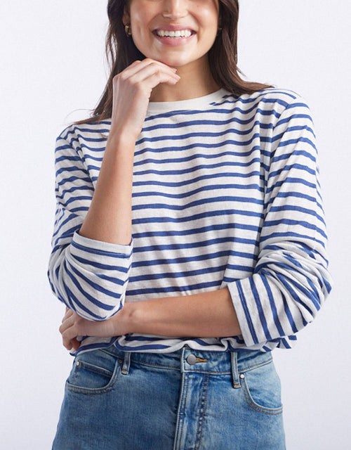 Long Weekend Top - White/Regatta Blue Stripe