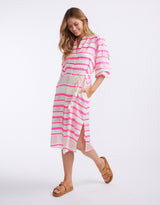 Palm Island Dress - Neon Pink Stripe