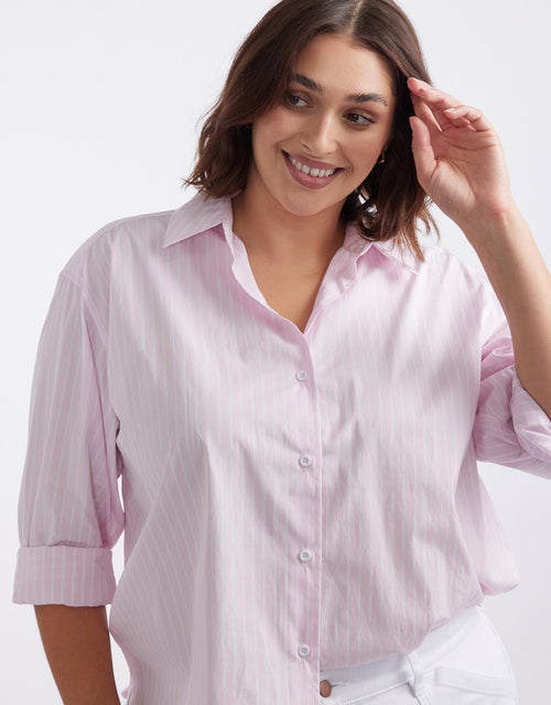 Hayley Classic Shirt - Pale Pink Stripe