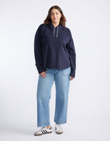 Monogram Fleece Hoodie - Navy