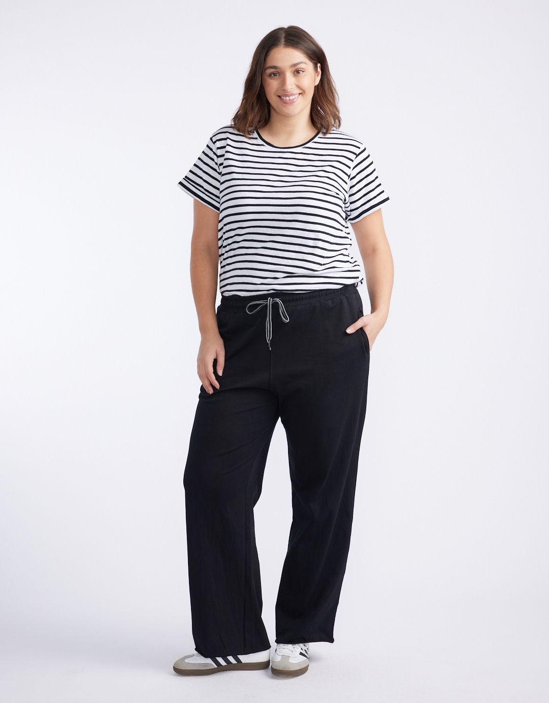 Turn Back T-Shirt - White/Black Stripe