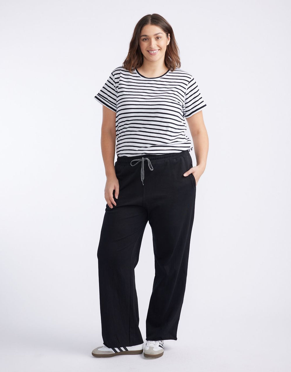 Turn Back T-Shirt - White/Black Stripe