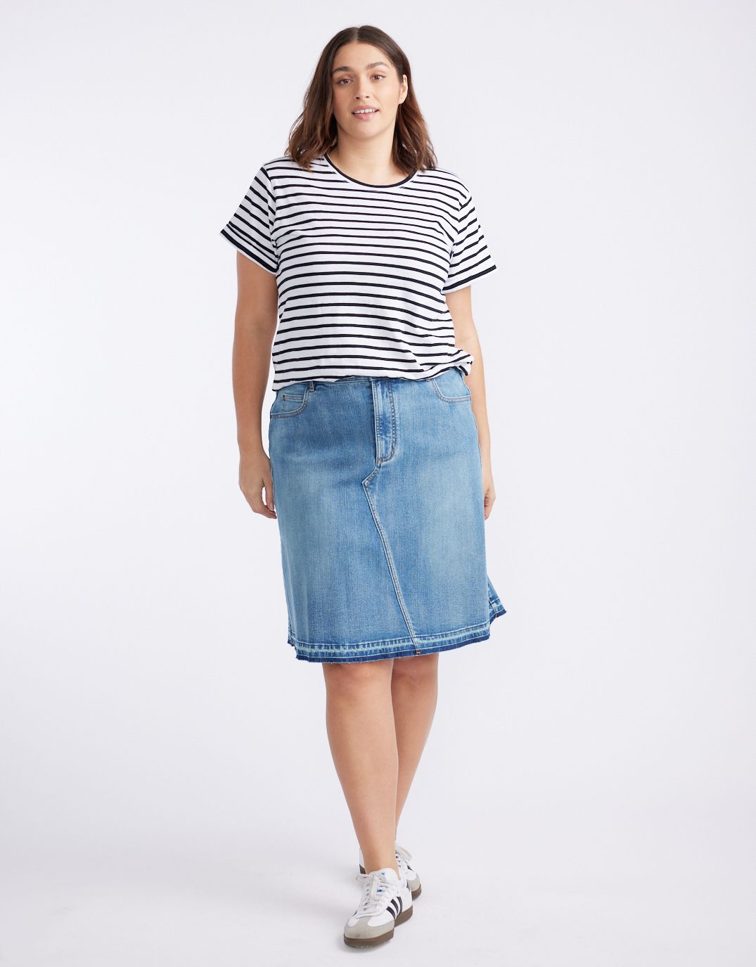 Turn Back T-Shirt - White/Black Stripe