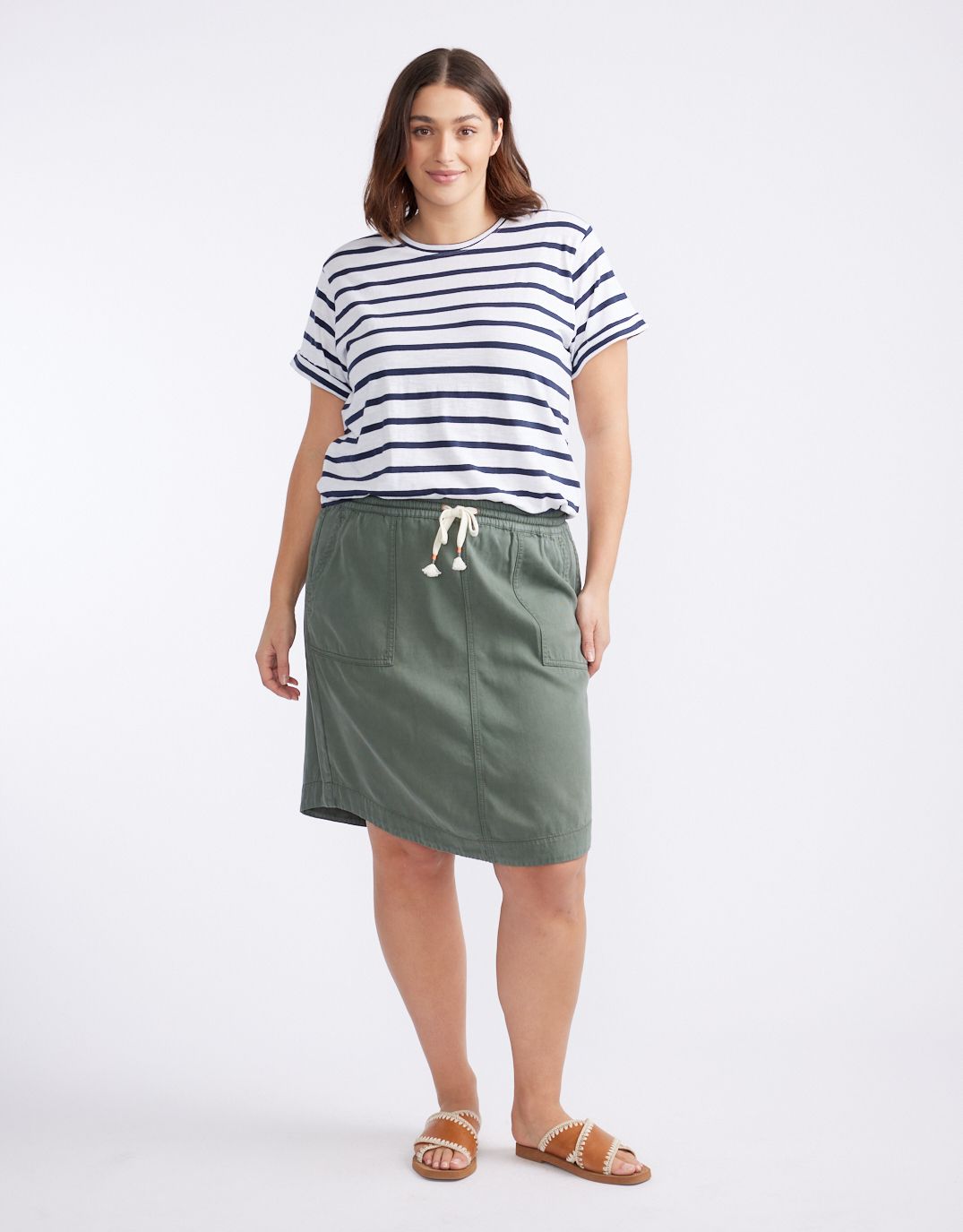 Turn Back T-Shirt - White/Navy Stripe