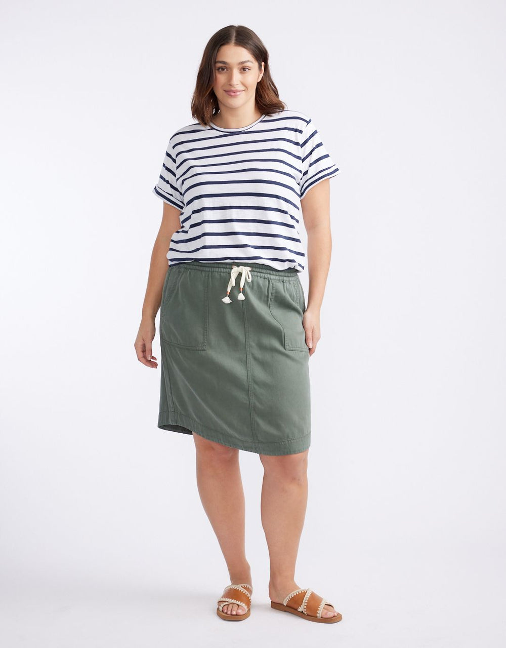 Turn Back T-Shirt - White/Navy Stripe
