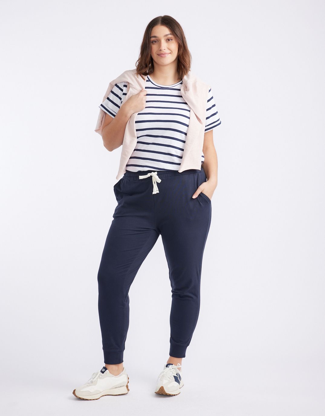 Turn Back T-Shirt - White/Navy Stripe