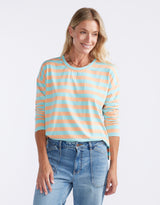 white-co-relaxed-long-sleeve-t-shirt-aqua-peach-stripe-womens-clothing