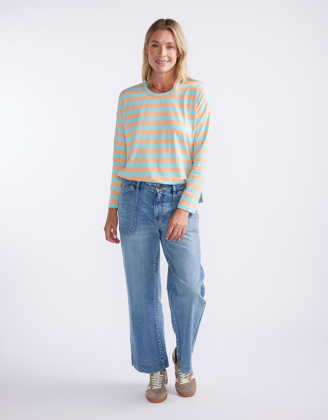 white-co-relaxed-long-sleeve-t-shirt-aqua-peach-stripe-womens-clothing