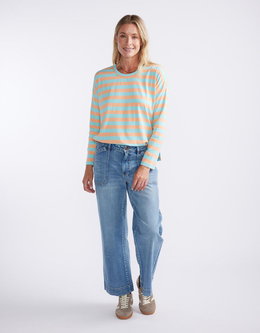white-co-relaxed-long-sleeve-t-shirt-aqua-peach-stripe-womens-clothing