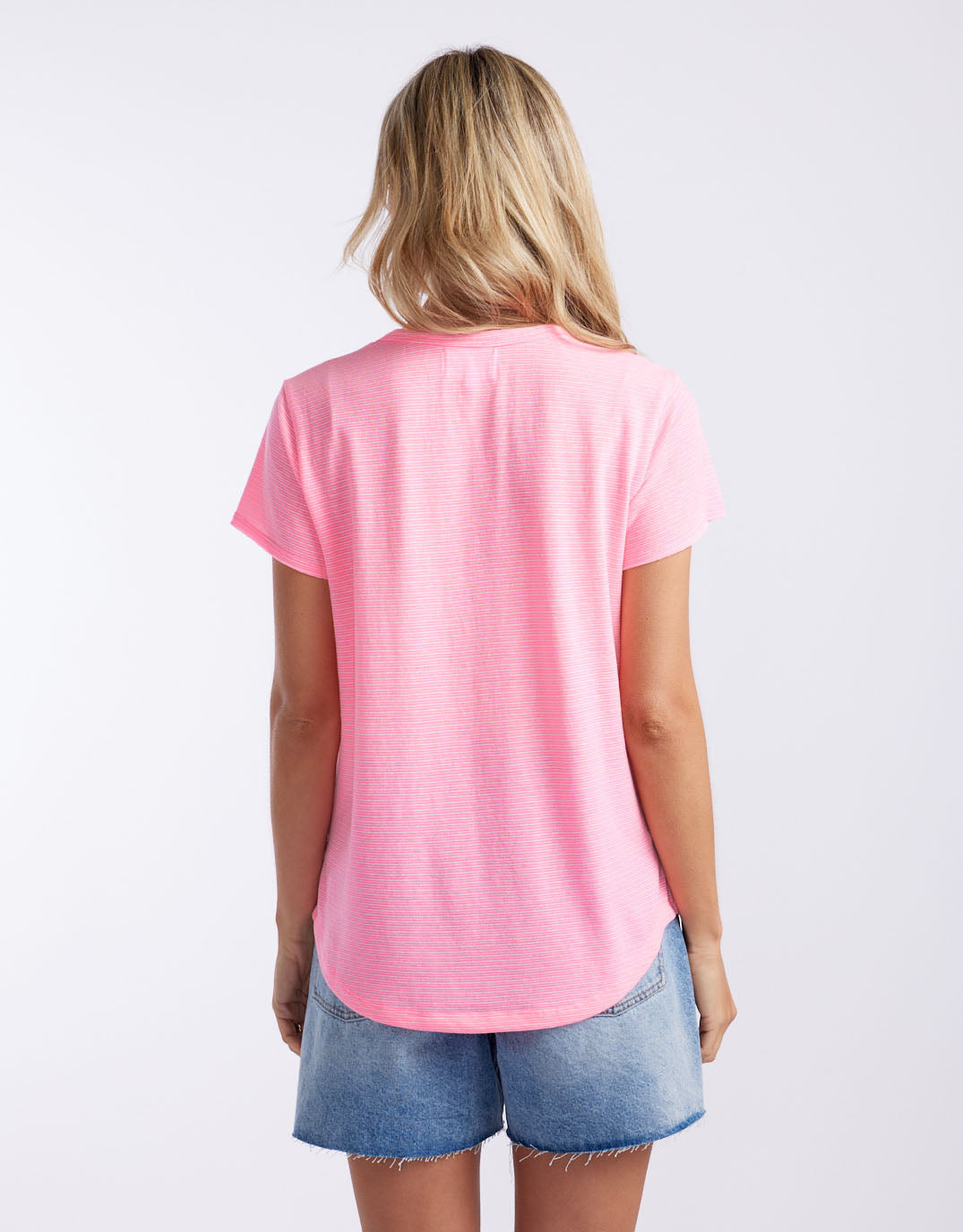 white-co-sorbet-stripe-round-neck-tee-neon-pink-womens-clothing